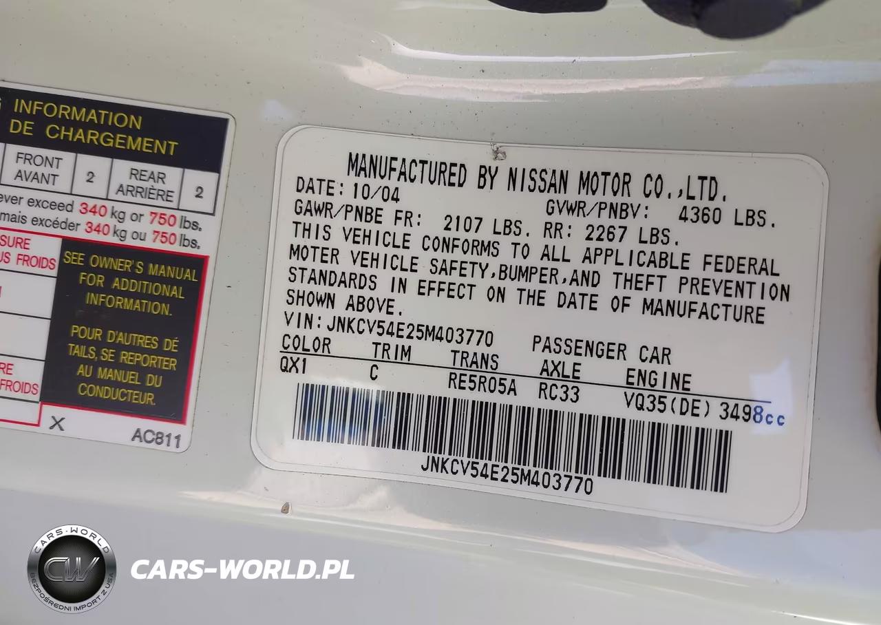 2005 Infiniti G35 VIN:JNKCV54E25M403770 - 9
