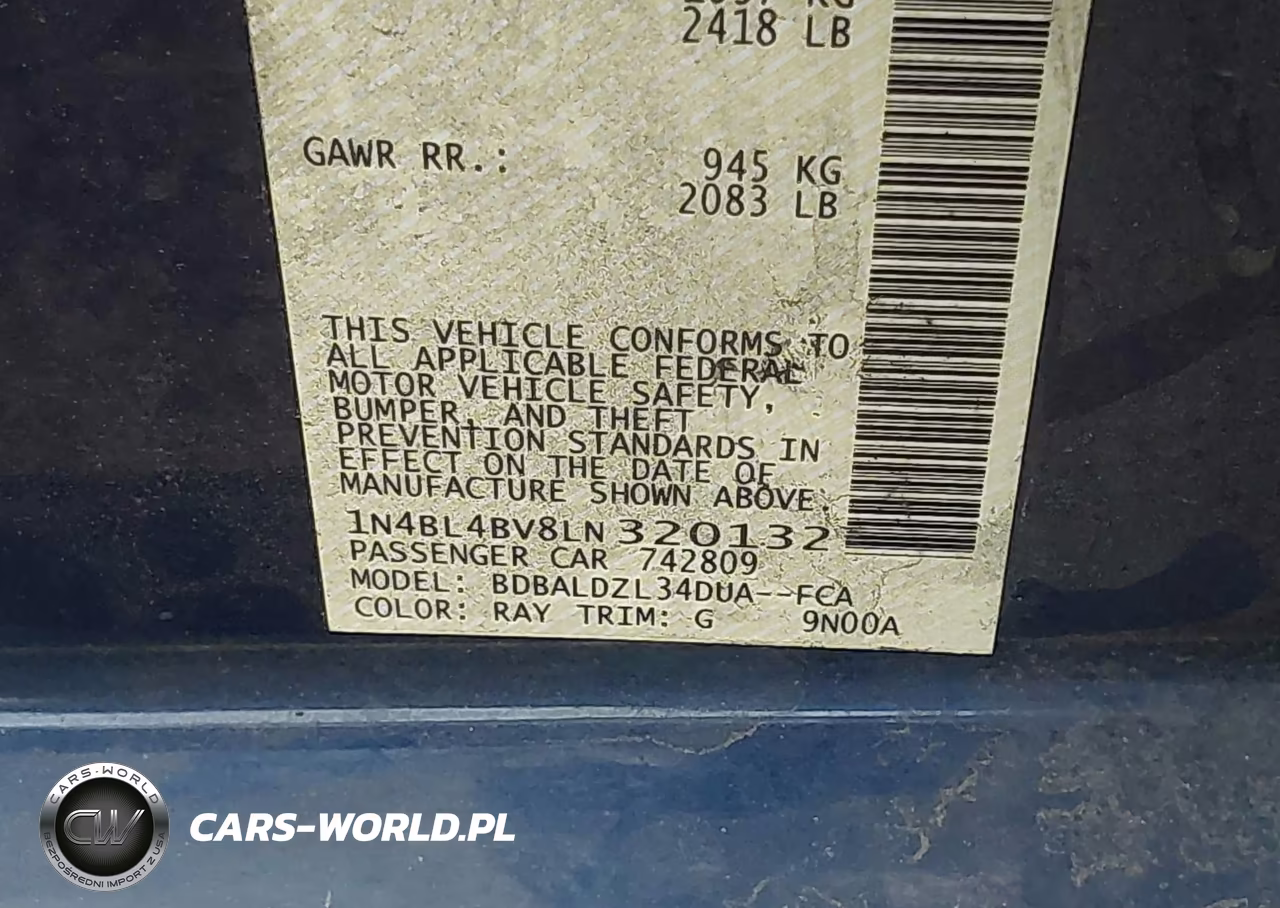 2020 Nissan Altima S Fwd VIN:1N4BL4BV8LN320132 - 9