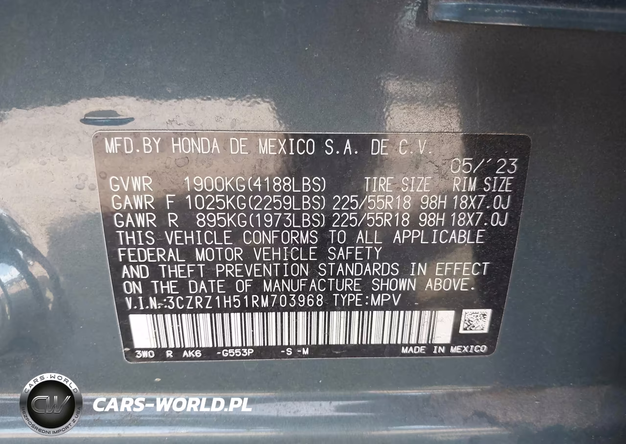 2024 Honda Hr-V 2Wd Sport-2Wd Sport W-O Bsi VIN:3CZRZ1H51RM703968 - 9