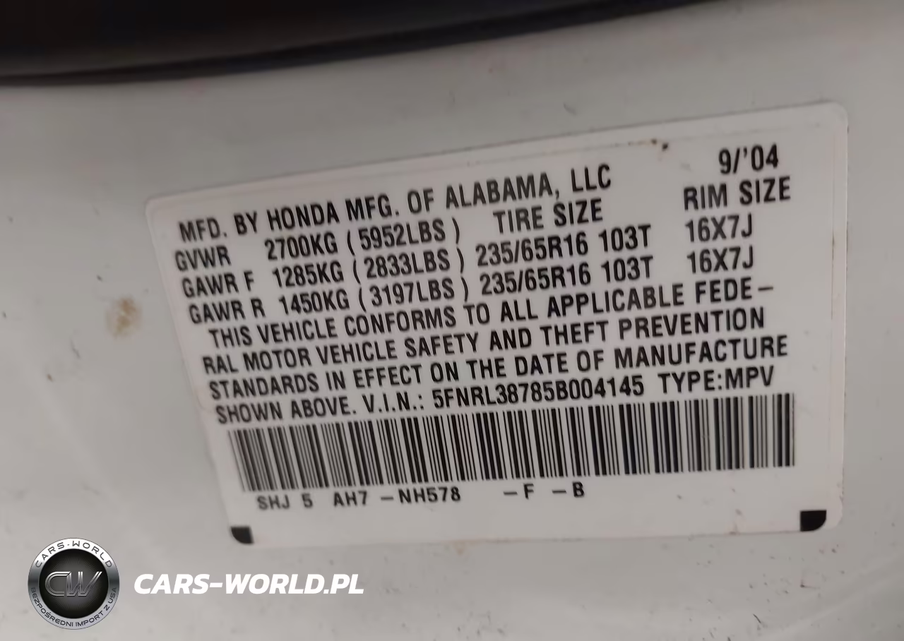 2005 Honda Odyssey Ex-L VIN:5FNRL38785B004145 - 9