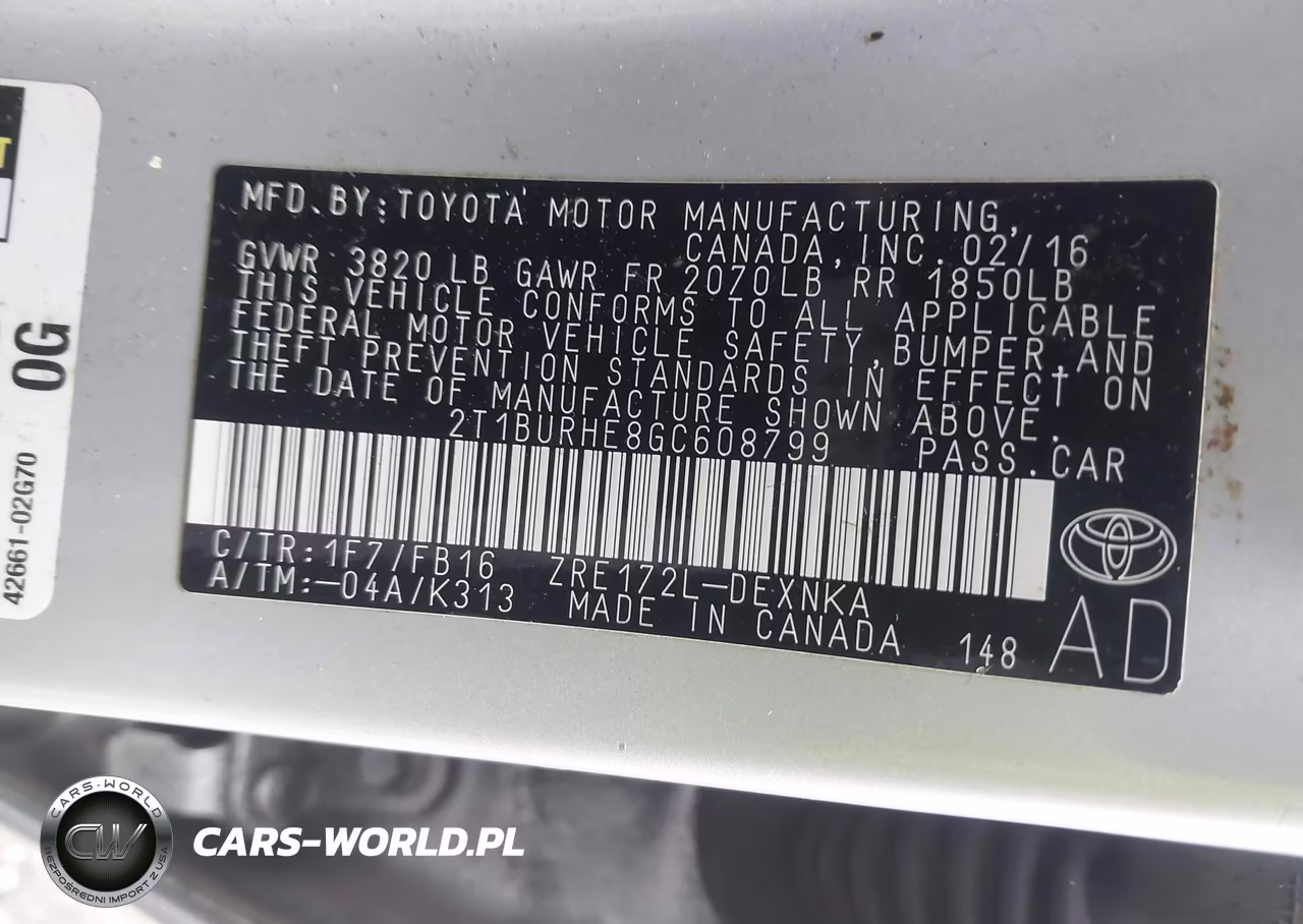 2016 Toyota Corolla Le VIN:2T1BURHE8GC608799 - 9
