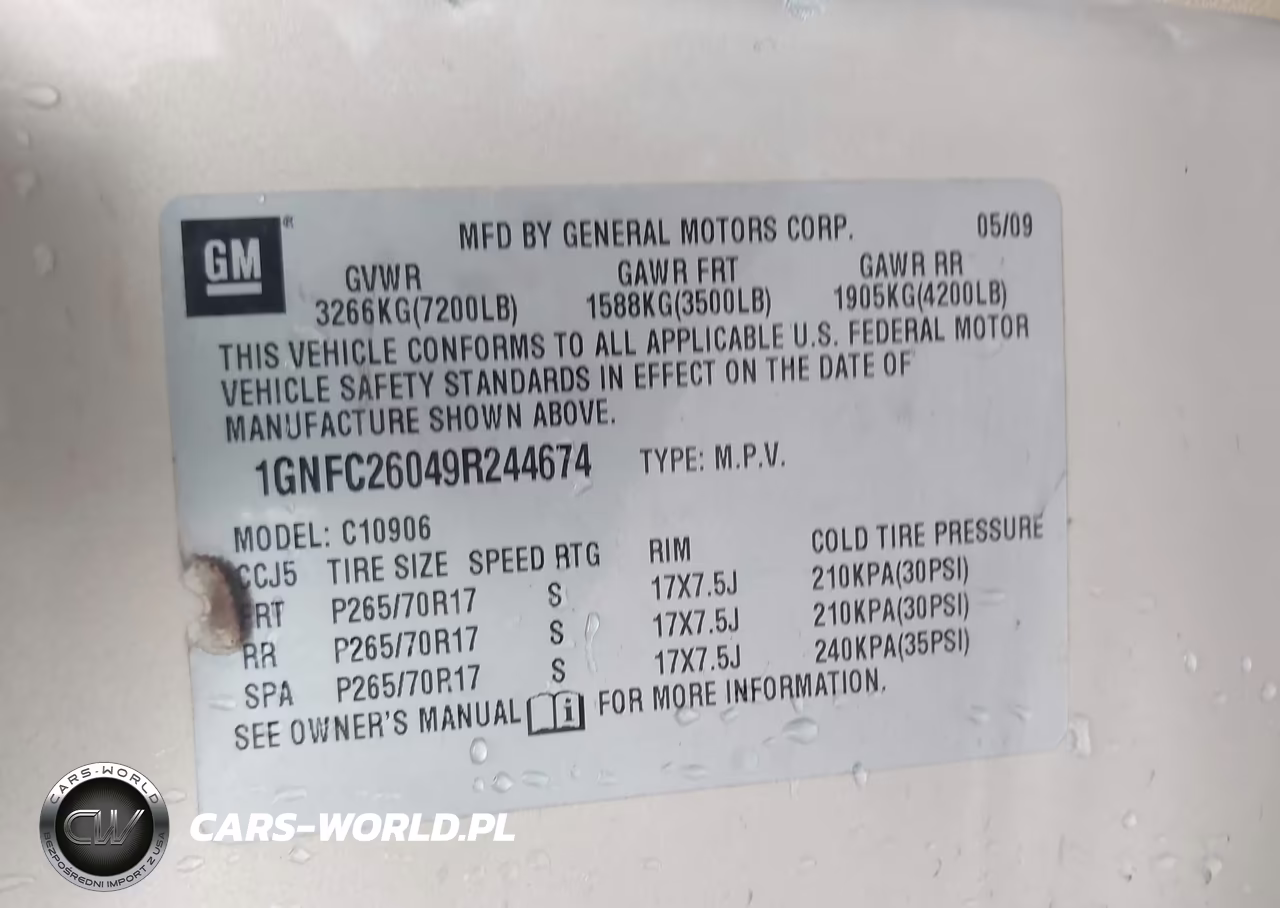 2009 Chevrolet Suburban 1500 Lt2 VIN:1GNFC26049R244674 - 9