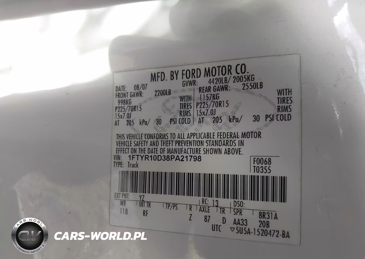 2008 Ford Ranger Xl-Xlt VIN:1FTYR10D38PA21798 - 9