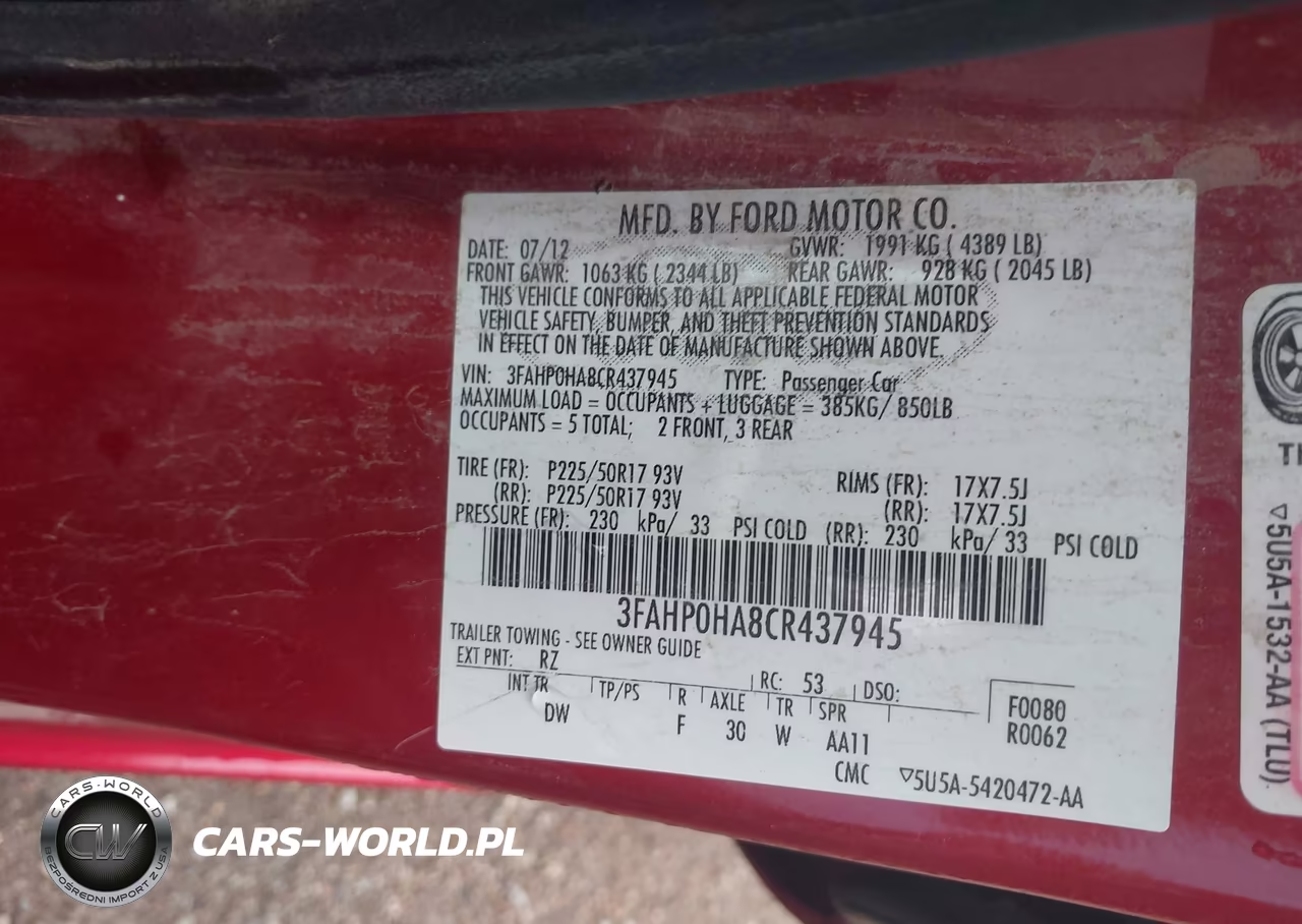 2012 Ford Fusion Se VIN:3FAHP0HA8CR437945 - 9