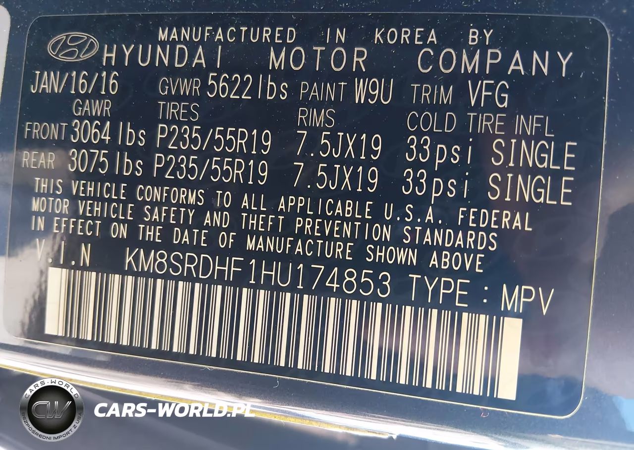 2017 Hyundai Santa Fe Limited Ultimate VIN:KM8SRDHF1HU174853 - 9