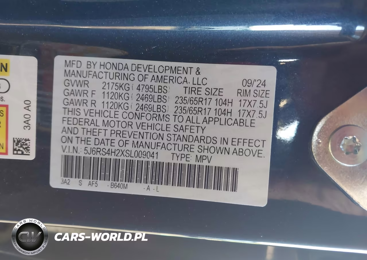 2025 Honda Cr-V Lx Awd VIN:5J6RS4H2XSL009041 - 9