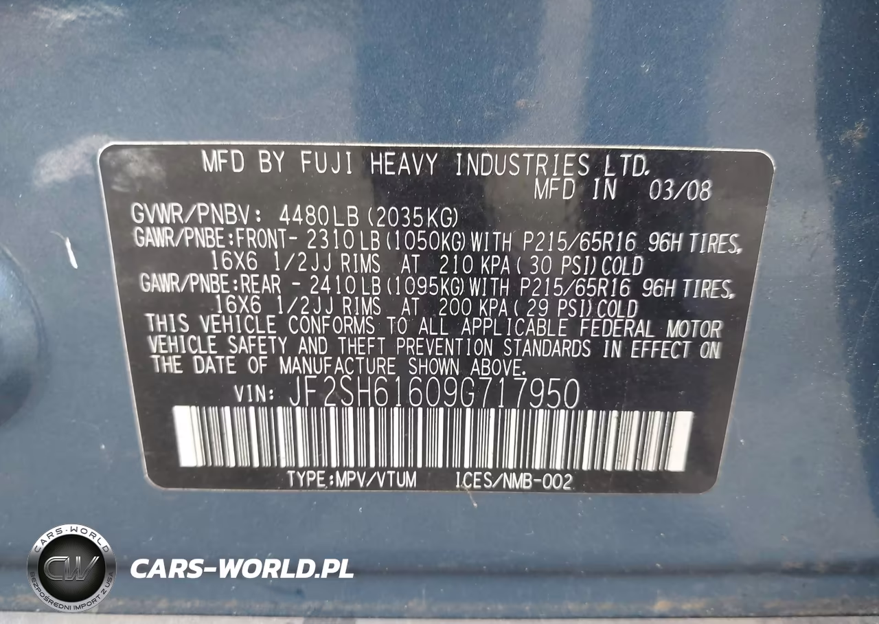 2009 Subaru Forester 2.5X VIN:JF2SH61609G717950 - 9