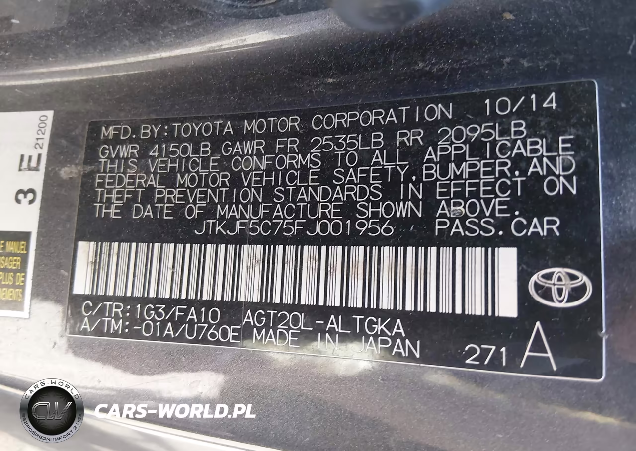 2015 Scion Tc VIN:JTKJF5C75FJ001956 - 9