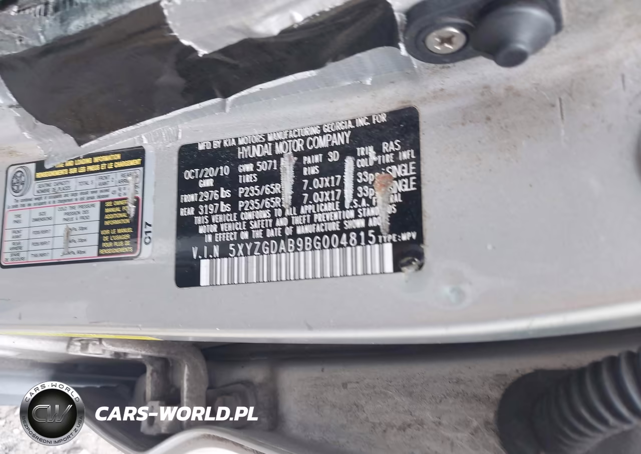 2011 Hyundai Santa Fe Gls VIN:5XYZGDAB9BG004815 - 9