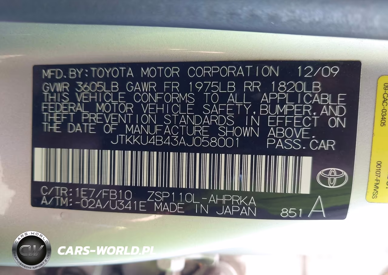 2010 Scion Xd VIN:JTKKU4B43AJ058001 - 9