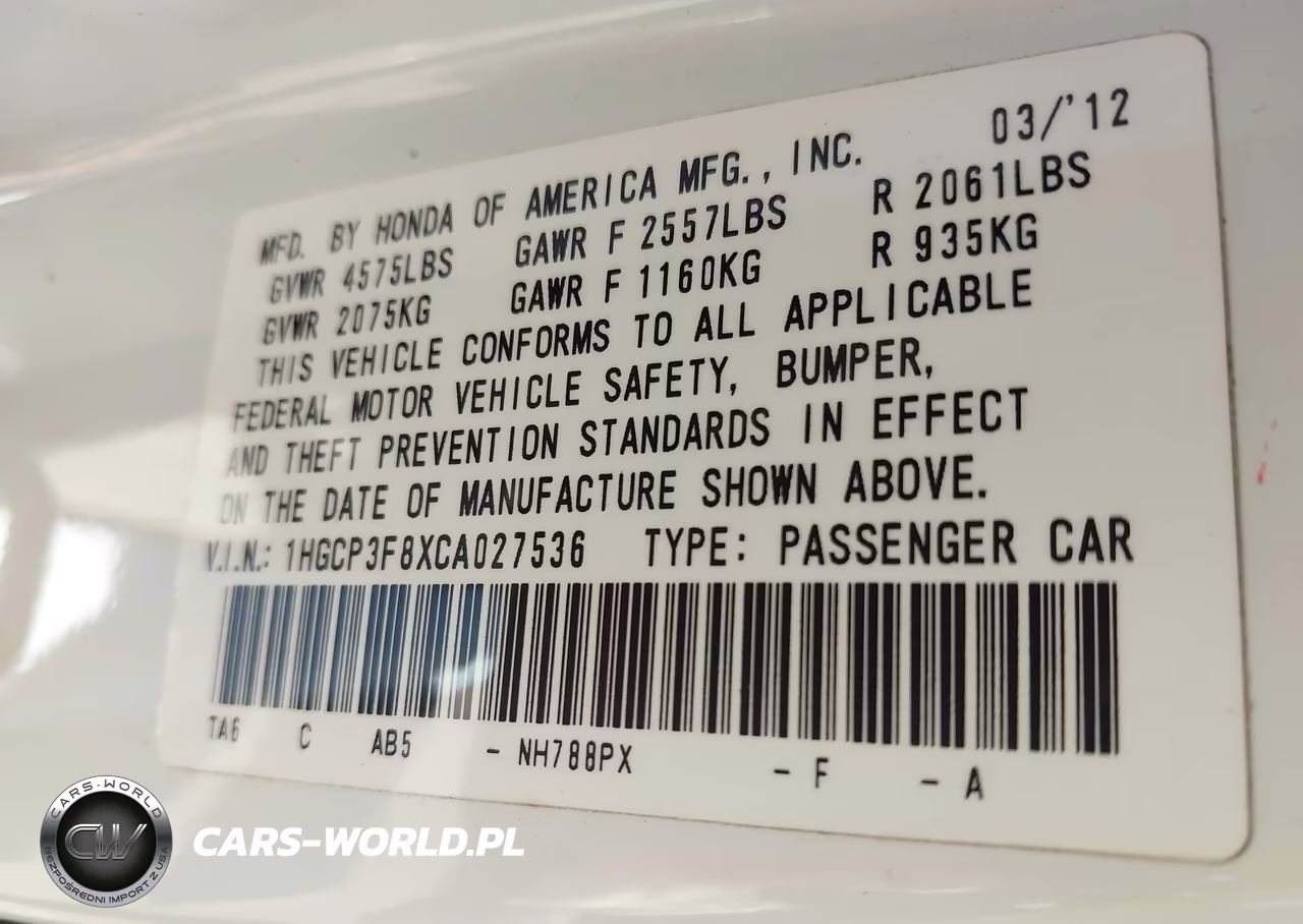 2012 Honda Accord Sdn Ex-L VIN:1HGCP3F8XCA027536 - 9