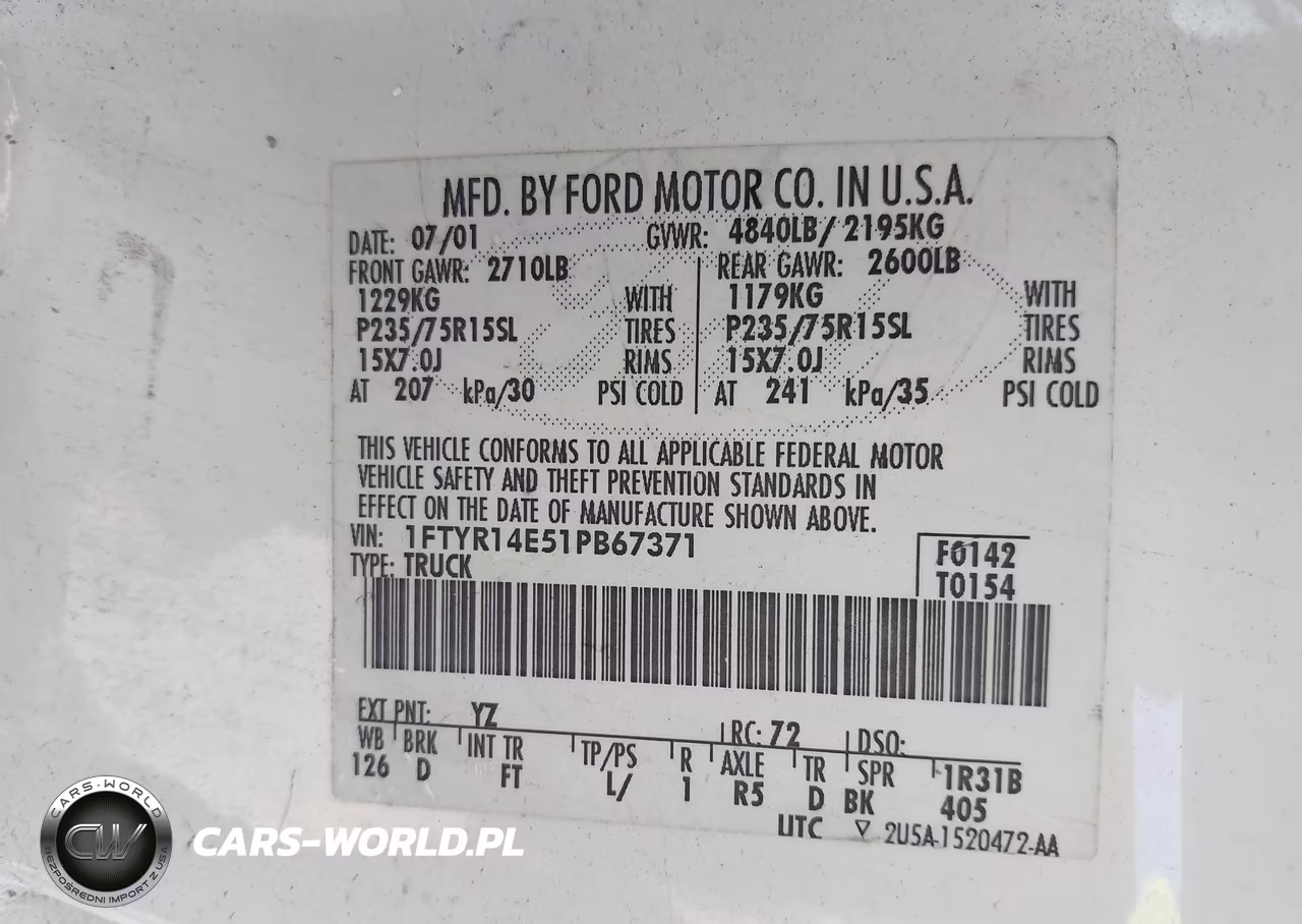 2001 Ford Ranger Edge-Xlt VIN:1FTYR14E51PB67371 - 9