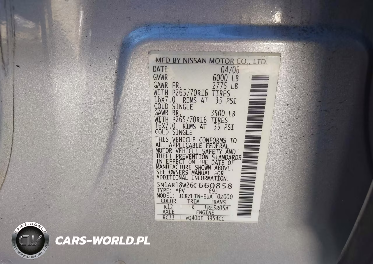 2006 Nissan Pathfinder Se VIN:5N1AR18W26C660858 - 9