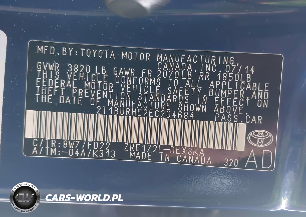 2014 Toyota Corolla S Plus VIN:2T1BURHE2EC204684 - 9