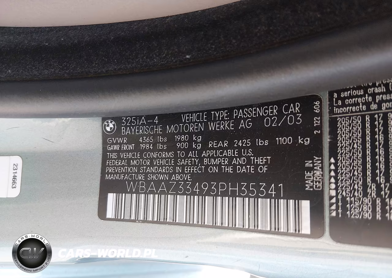 2003 BMW 325I VIN:WBAAZ33493PH35341 - 9