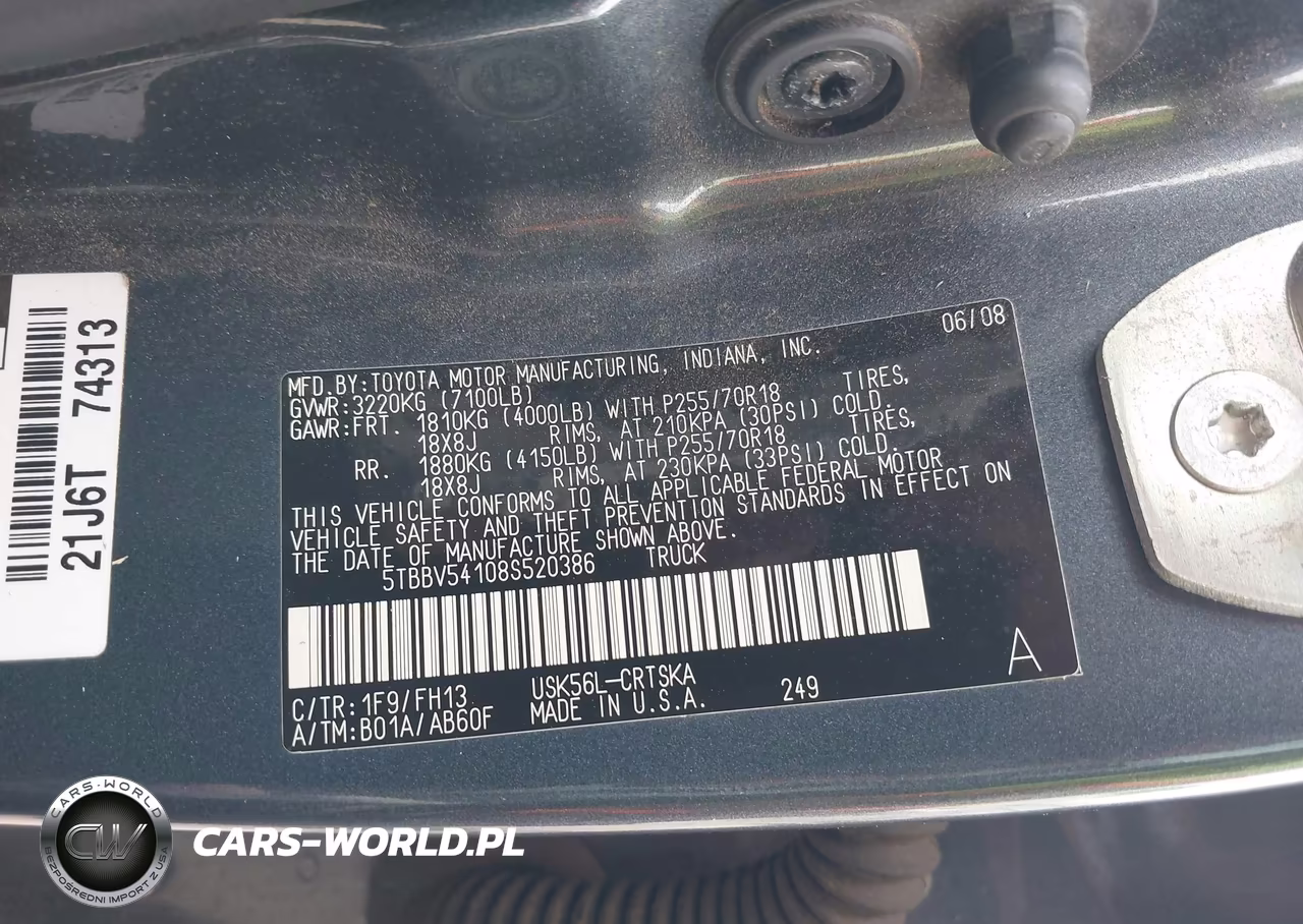 2008 Toyota Tundra Base 5.7L V8 VIN:5TBBV54108S520386 - 9