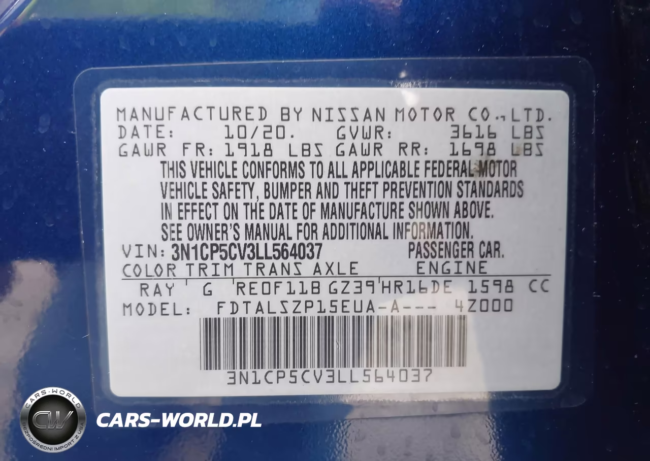 2020 Nissan Kicks Sv Xtronic Cvt VIN:3N1CP5CV3LL564037 - 9