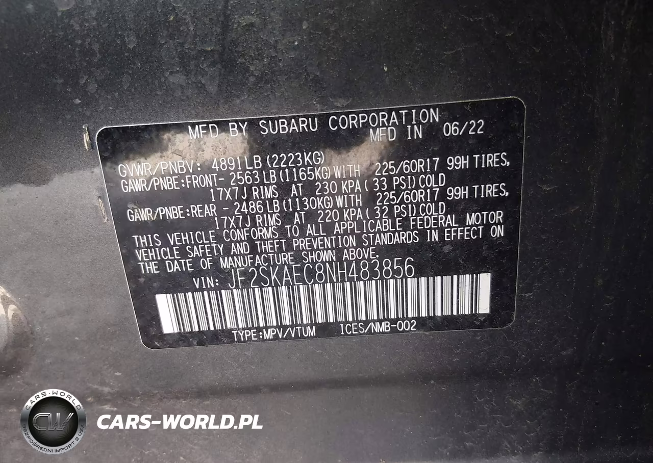 2022 Subaru Forester Premium VIN:JF2SKAEC8NH483856 - 9