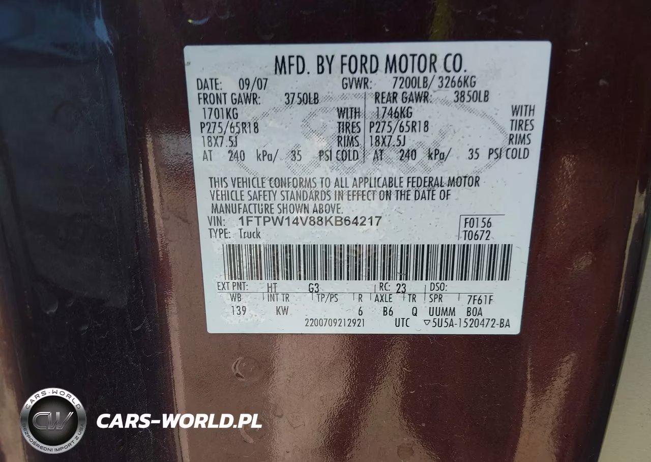 2008 Ford F150 Supercrew VIN:1FTPW14V88KB64217 - 9