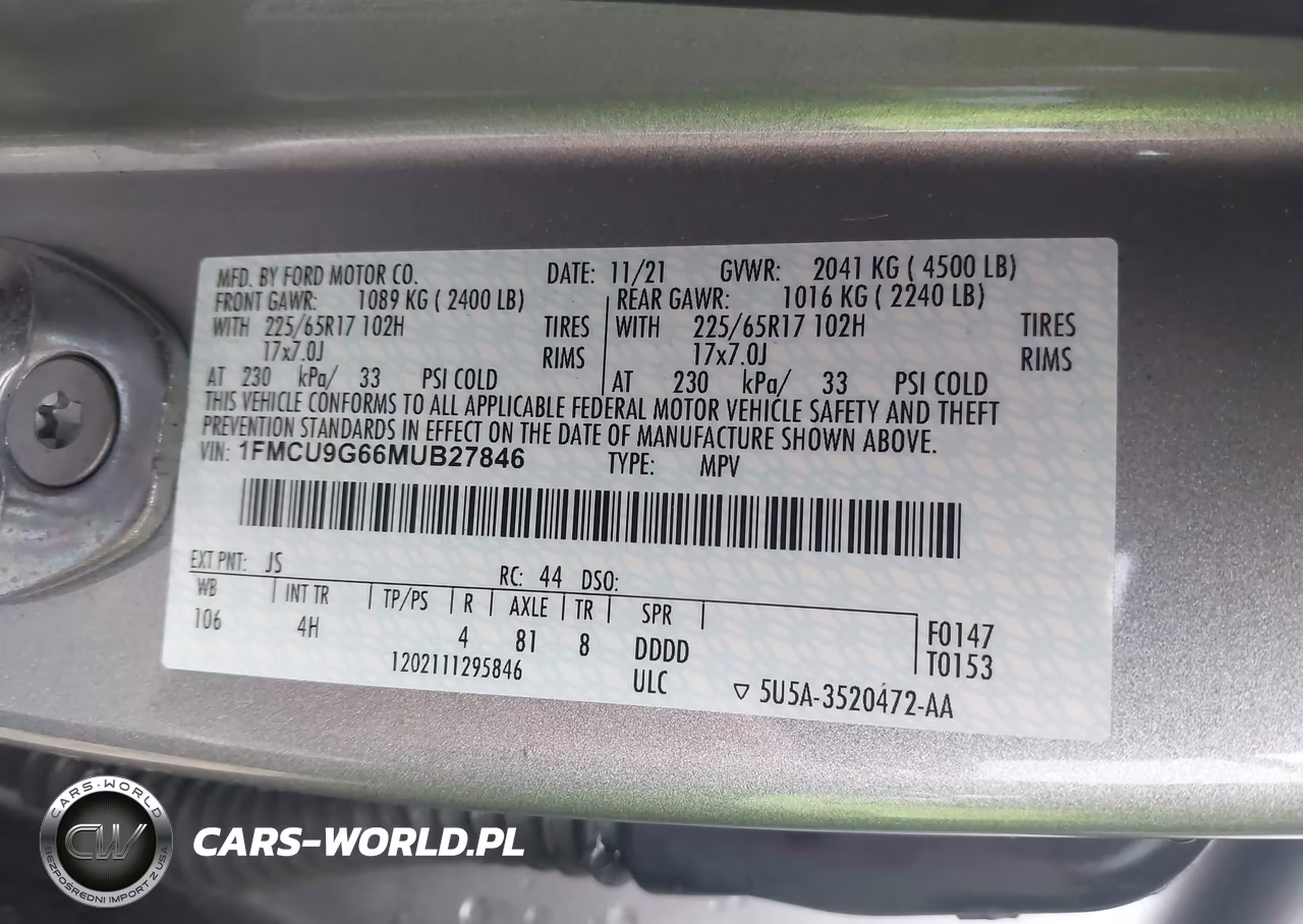 2021 Ford Escape Se VIN:1FMCU9G66MUB27846 - 9