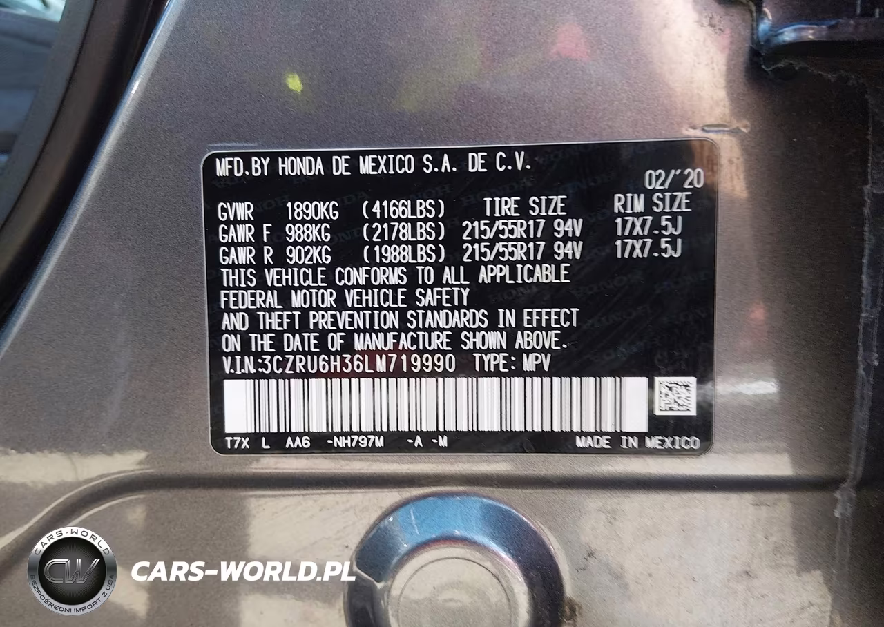 2020 Honda Hr-V Awd Lx VIN:3CZRU6H36LM719990 - 9