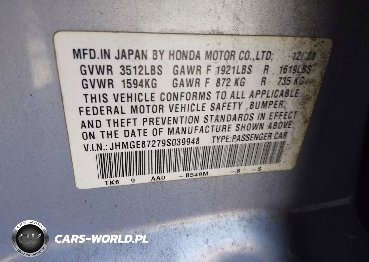2009 Honda Fit VIN:JHMGE87279S039948 - 9