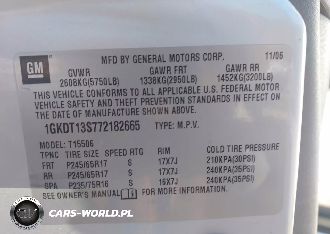 2007 GMC Envoy Sle Commercial VIN:1GKDT13S772182665 - 9