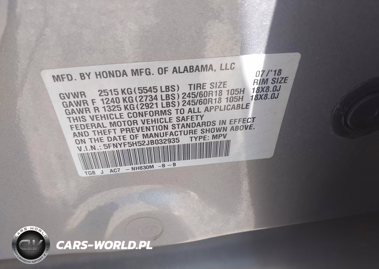 2018 Honda Pilot Ex-L VIN:5FNYF5H52JB032935 - 9