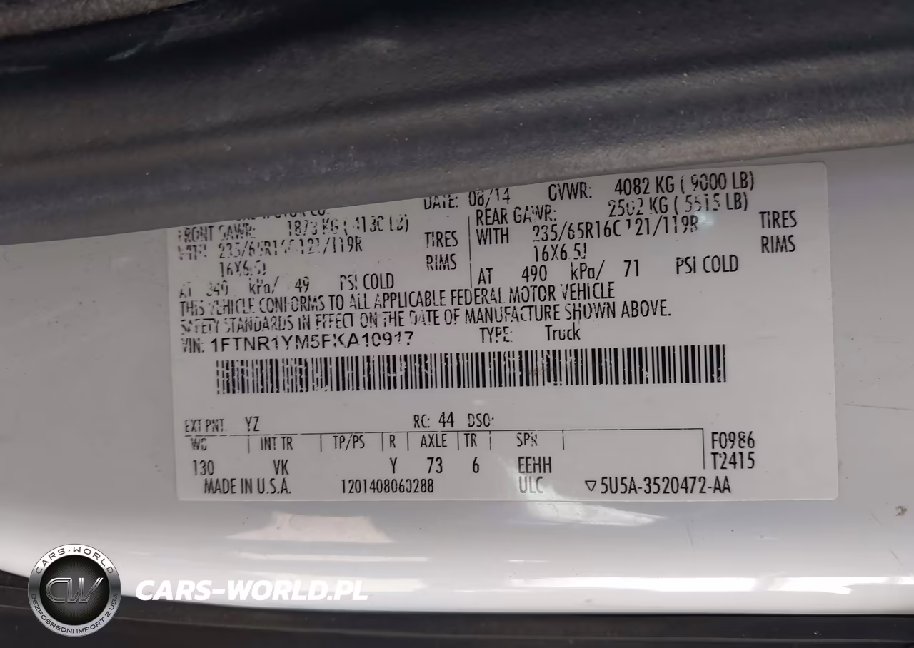 2015 Ford Transit-250 VIN:1FTNR1YM5FKA10917 - 9