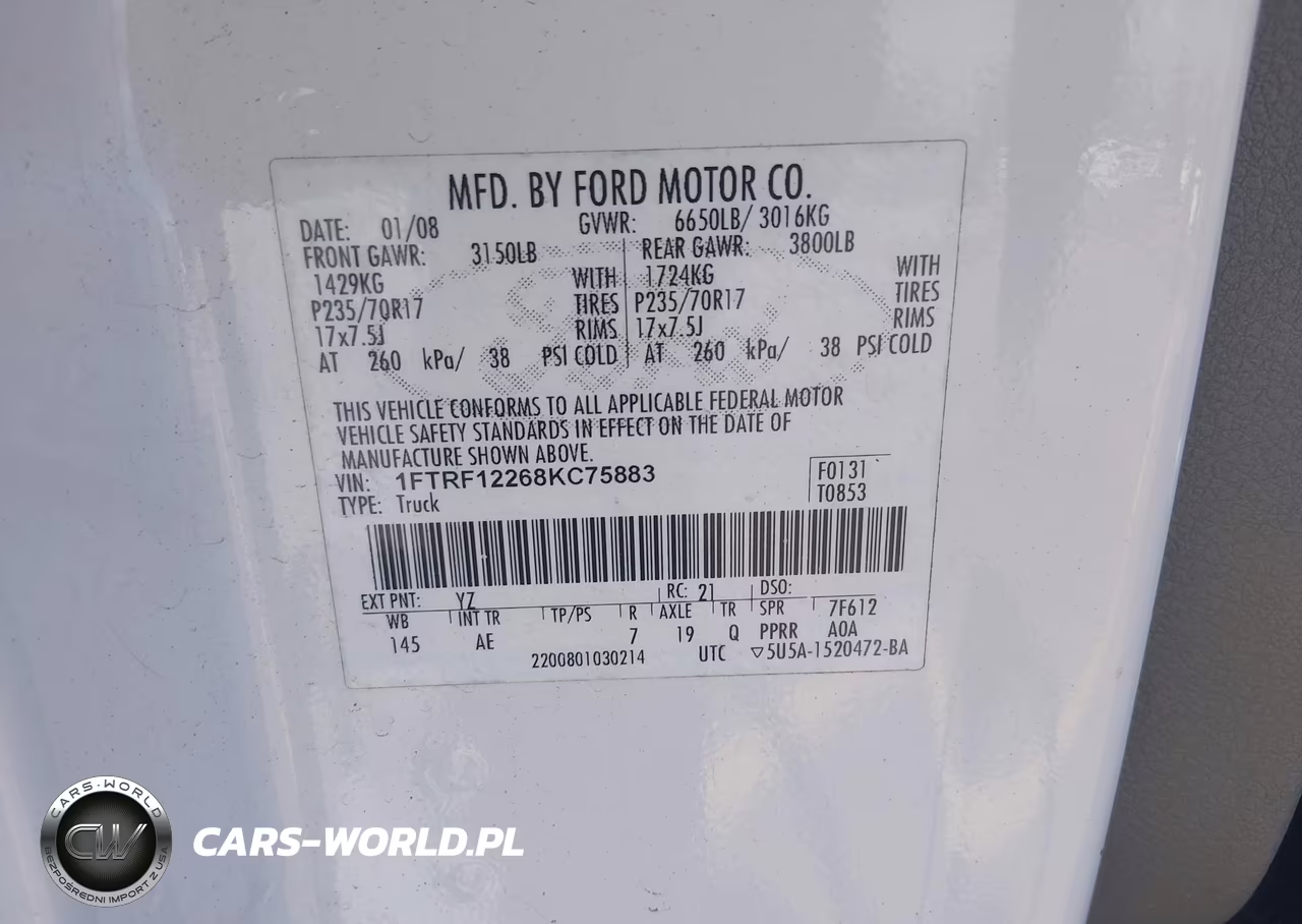 2008 Ford F-150 Stx-Xl-Xlt VIN:1FTRF12268KC75883 - 9