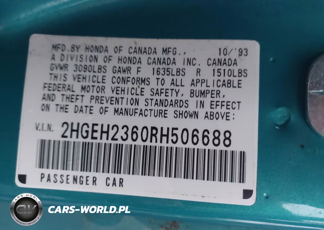 1994 Honda Civic Dx VIN:2HGEH2360RH506688 - 9