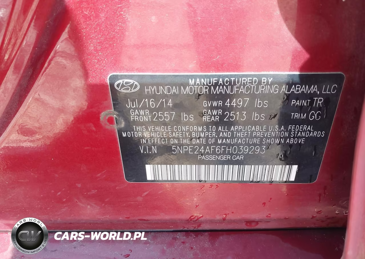 2015 Hyundai Sonata Se VIN:5NPE24AF6FH039293 - 9