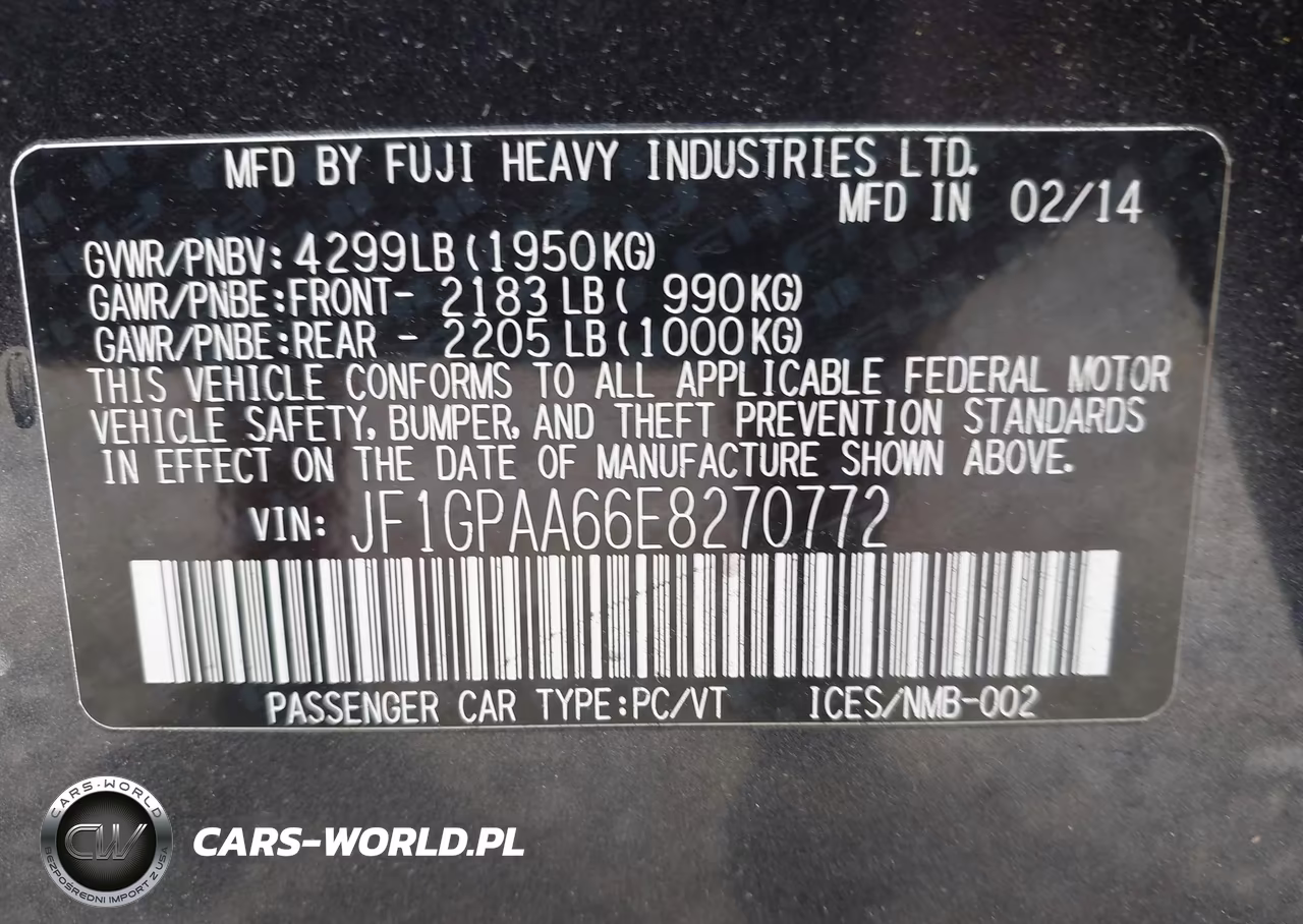 2014 Subaru Impreza 2.0I VIN:JF1GPAA66E8270772 - 9