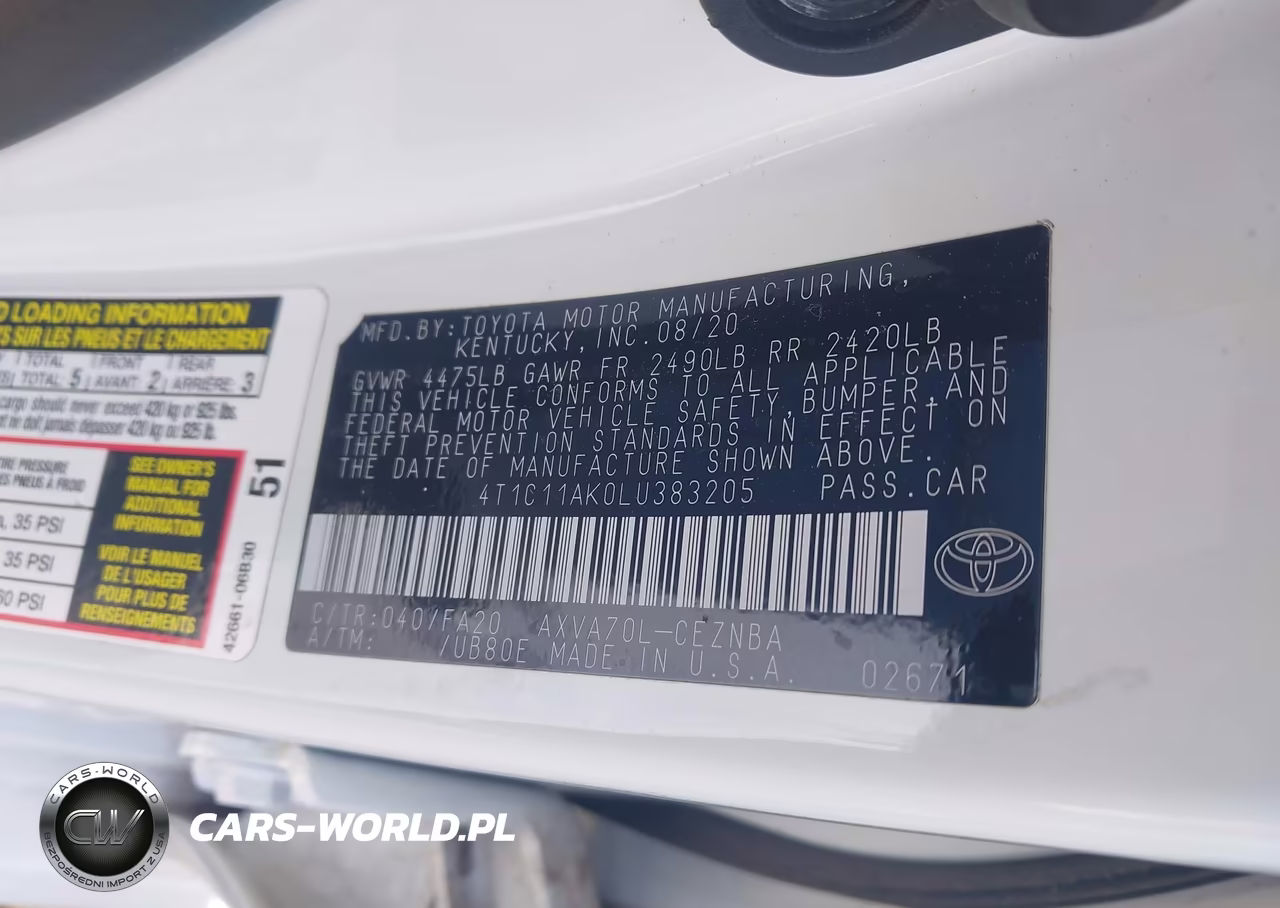 2020 Toyota Camry Le VIN:4T1C11AK0LU383205 - 9