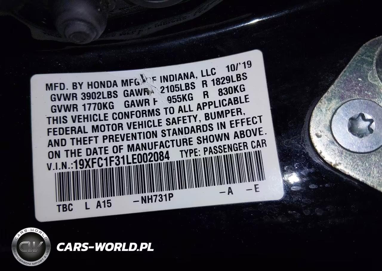 HONDA CIVIC VIN:19XFC1F31LE002084 - 9