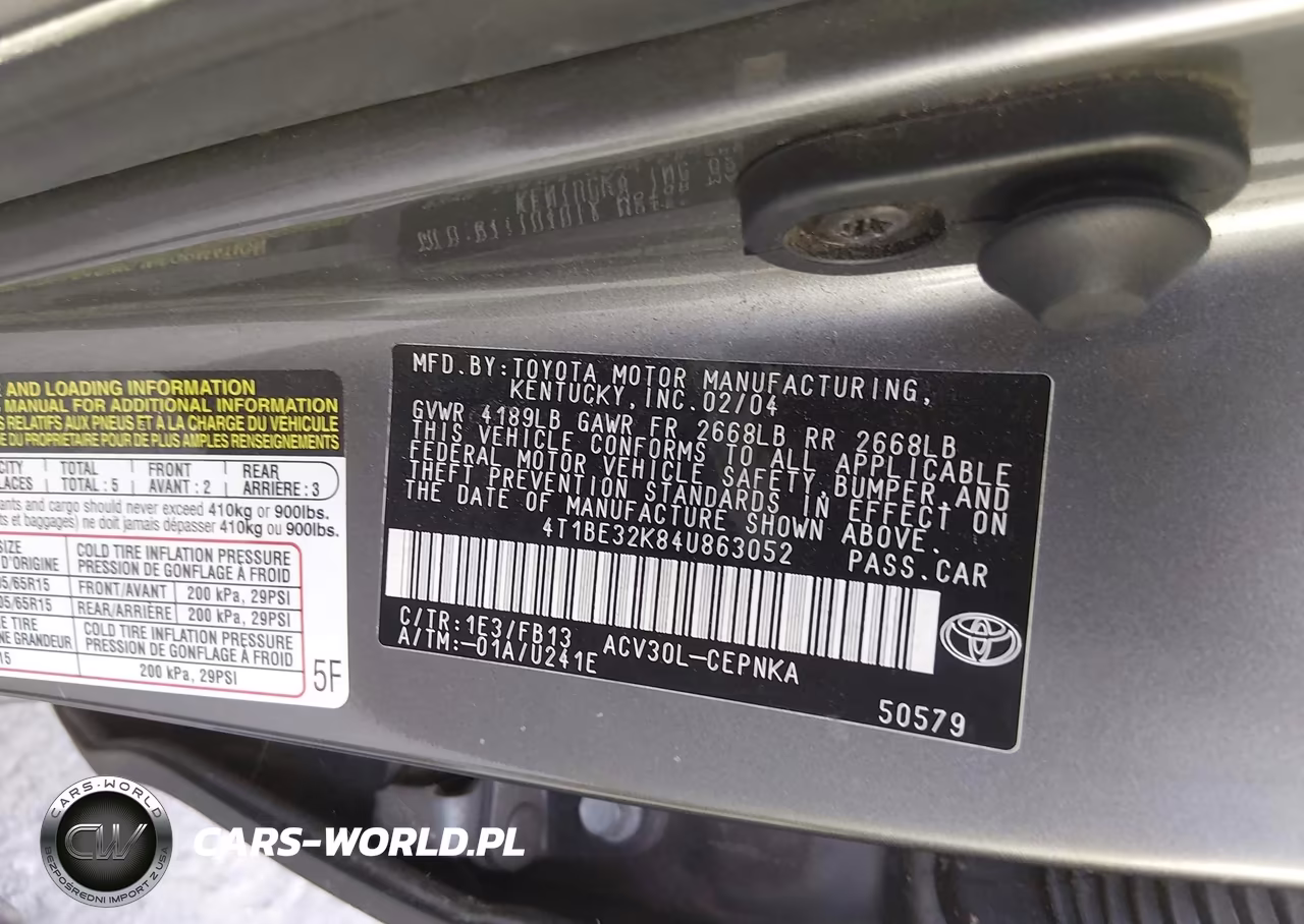 2004 Toyota Camry Le VIN:4T1BE32K84U863052 - 9