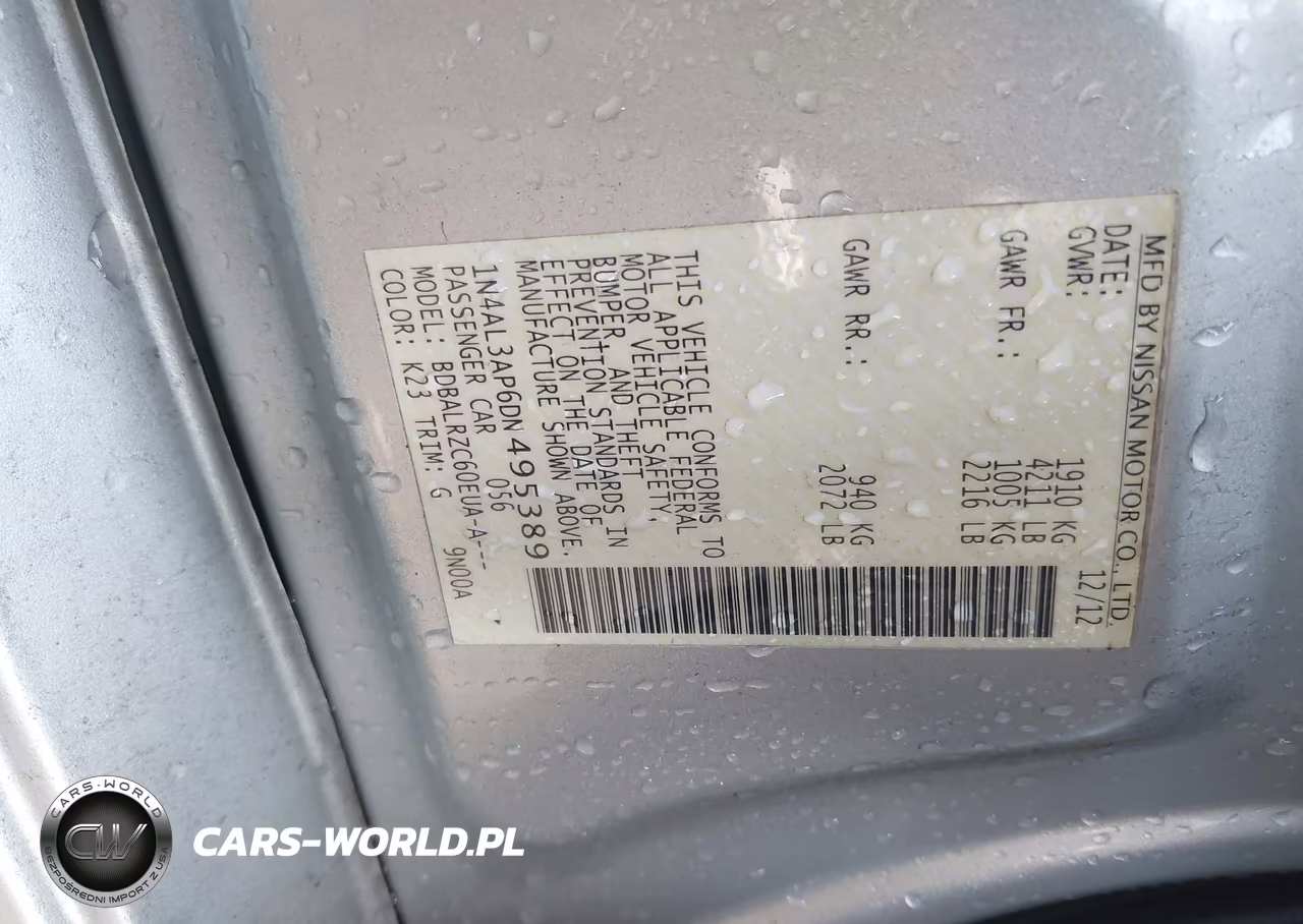 2013 Nissan Altima 2.5 S VIN:1N4AL3AP6DN495389 - 9