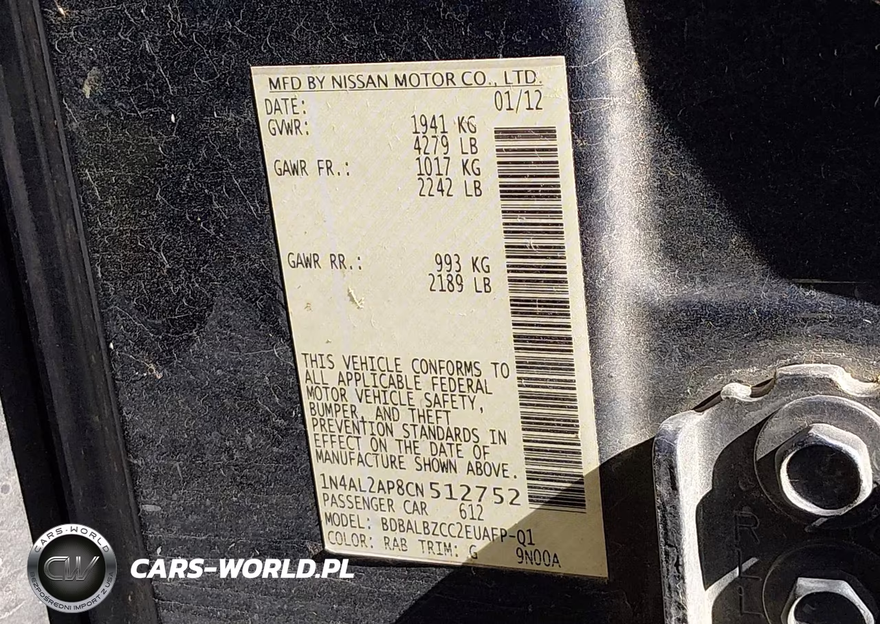 2012 Nissan Altima 2.5 S VIN:1N4AL2AP8CN512752 - 9