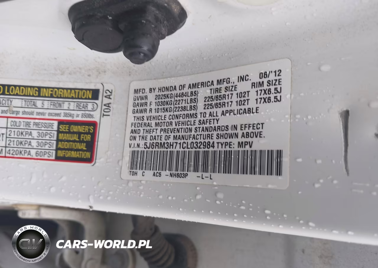 2012 Honda Cr-V Ex-L VIN:5J6RM3H71CL032984 - 9