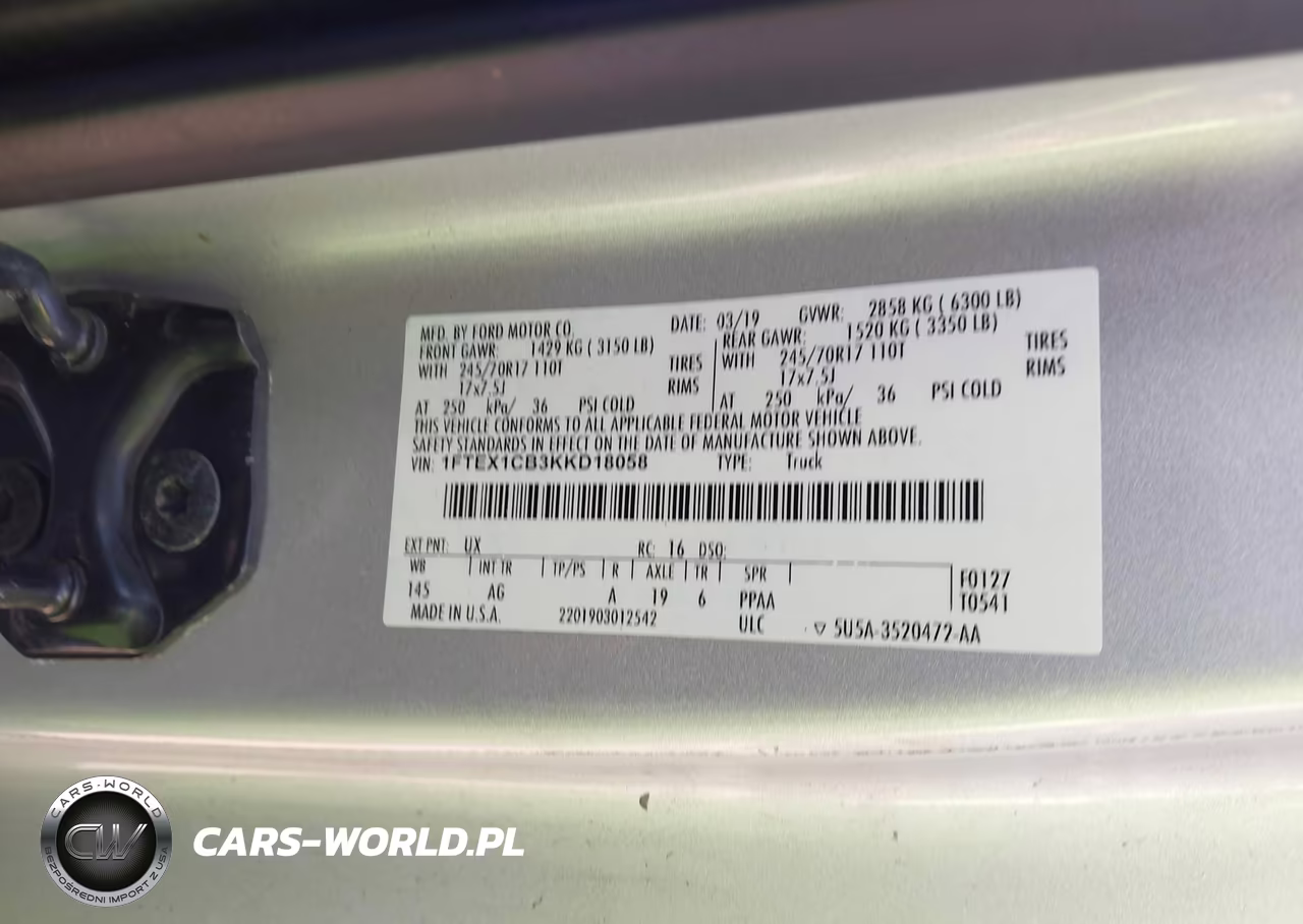 2019 Ford F-150 Xl VIN:1FTEX1CB3KKD18058 - 9