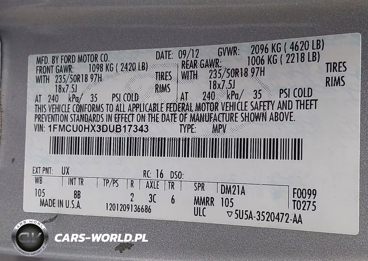 2013 Ford Escape Sel VIN:1FMCU0HX3DUB17343 - 9