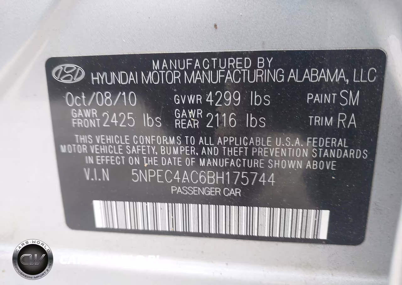 2011 Hyundai Sonata Se VIN:5NPEC4AC6BH175744 - 9