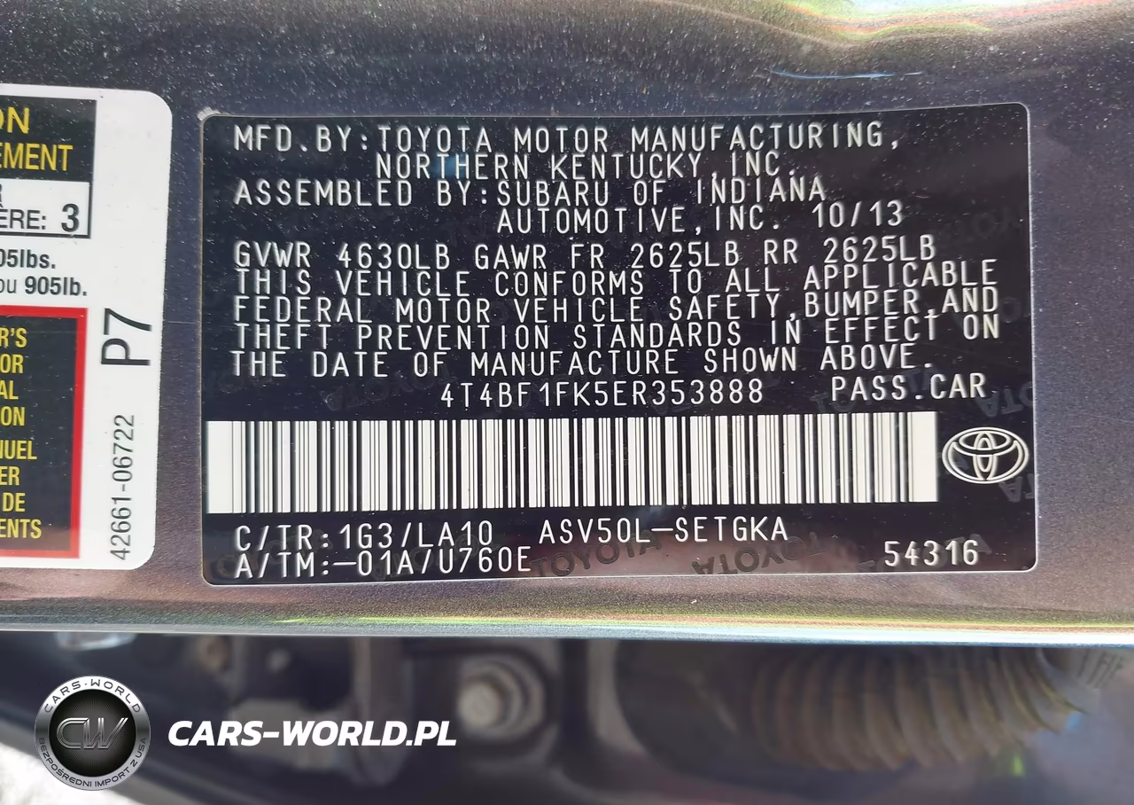 2014 Toyota Camry Xle VIN:4T4BF1FK5ER353888 - 9