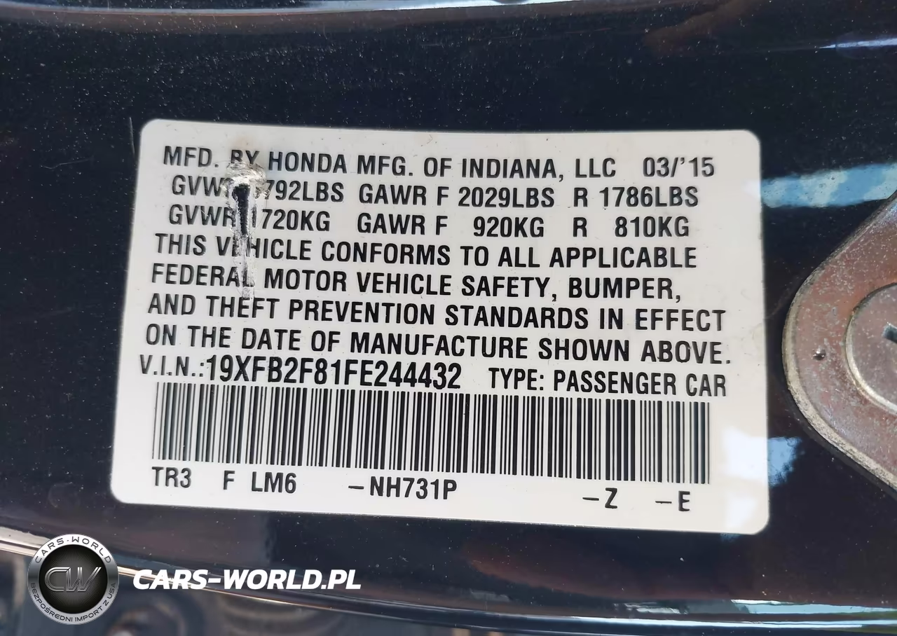 2015 Honda Civic Ex VIN:19XFB2F81FE244432 - 9