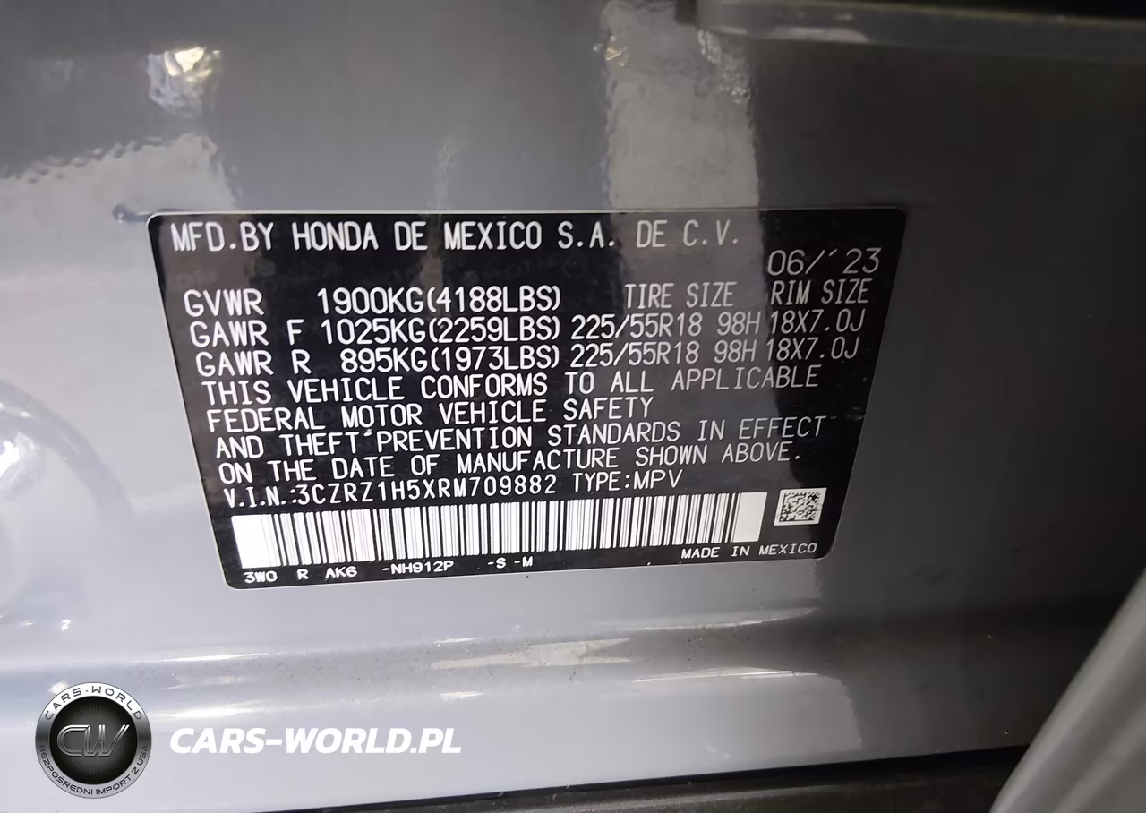 2024 Honda Hr-V 2Wd Sport-2Wd Sport W-O Bsi VIN:3CZRZ1H5XRM709882 - 9