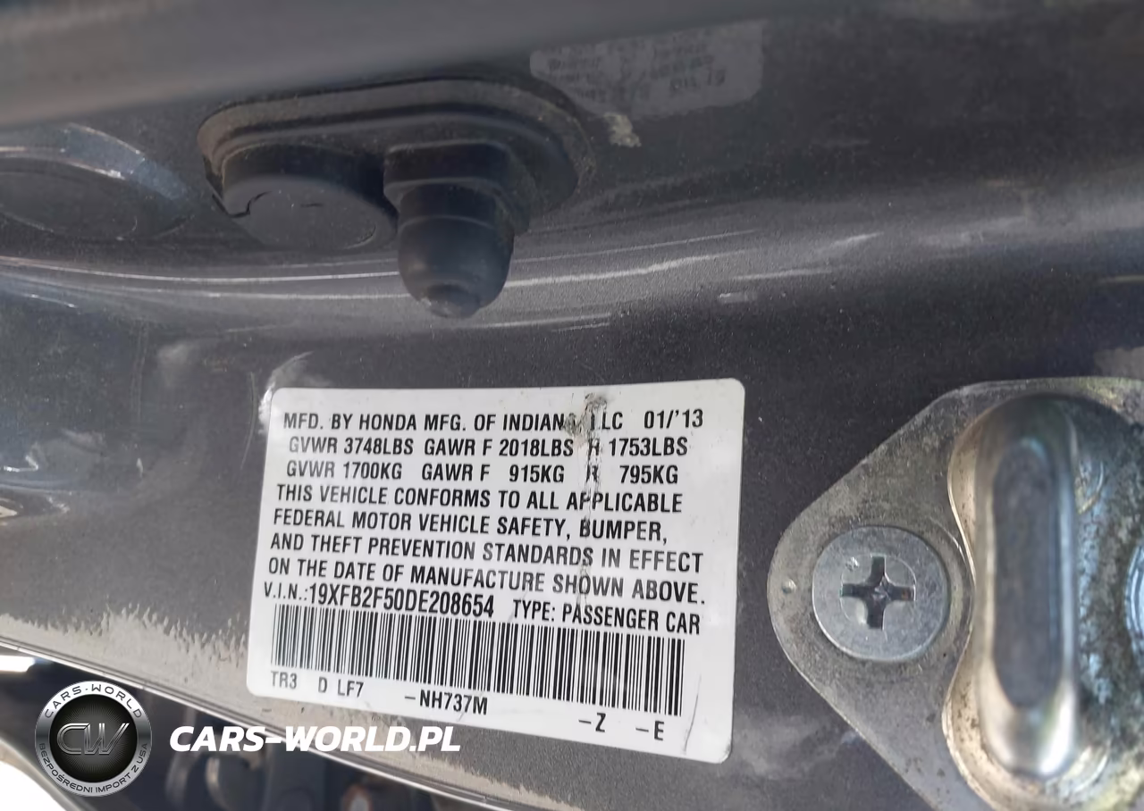 2013 Honda Civic Lx VIN:19XFB2F50DE208654 - 9
