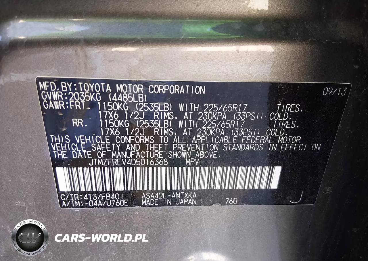 2013 Toyota Rav4 Le VIN:JTMZFREV4D5016368 - 9