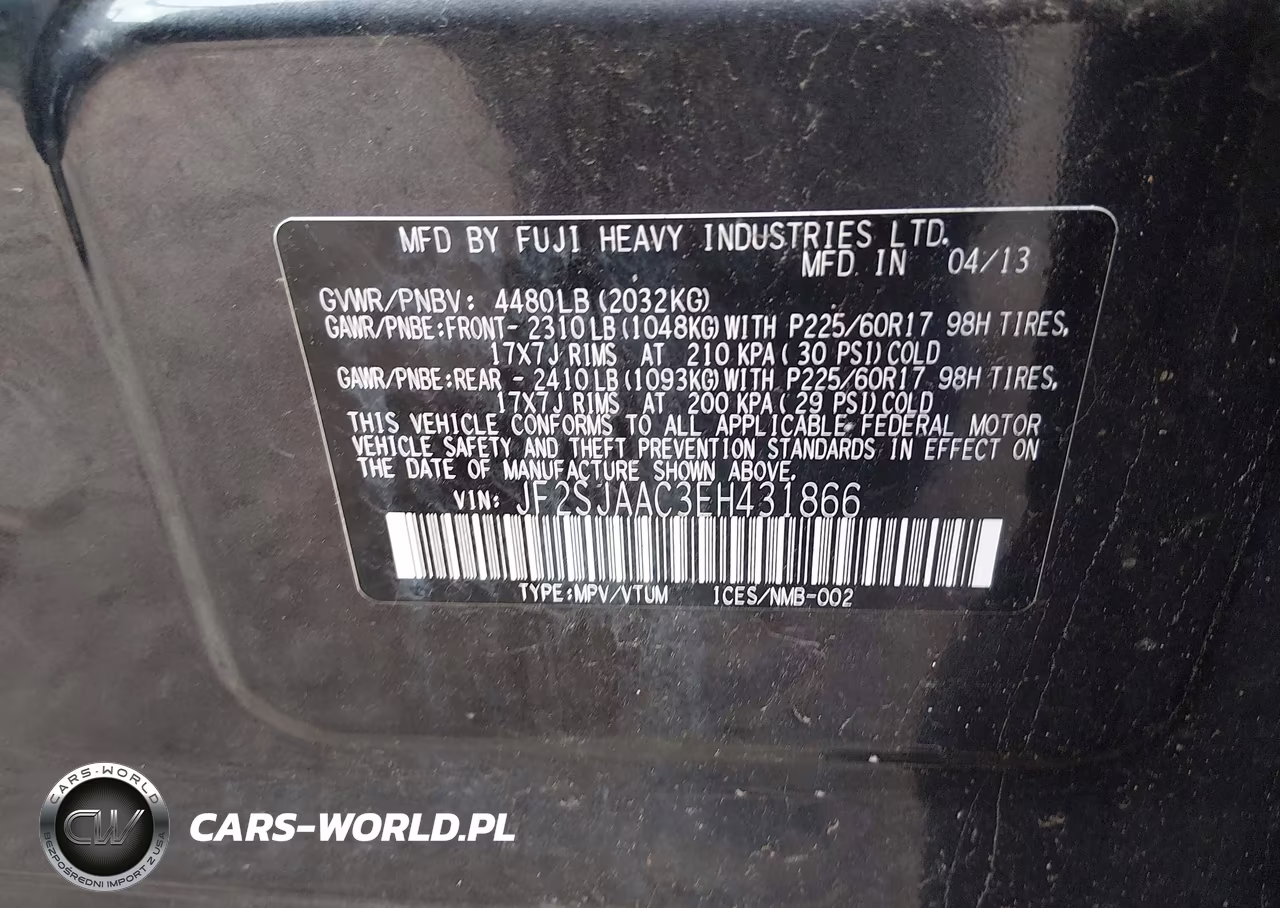 2014 Subaru Forester 2.5I VIN:JF2SJAAC3EH431866 - 9