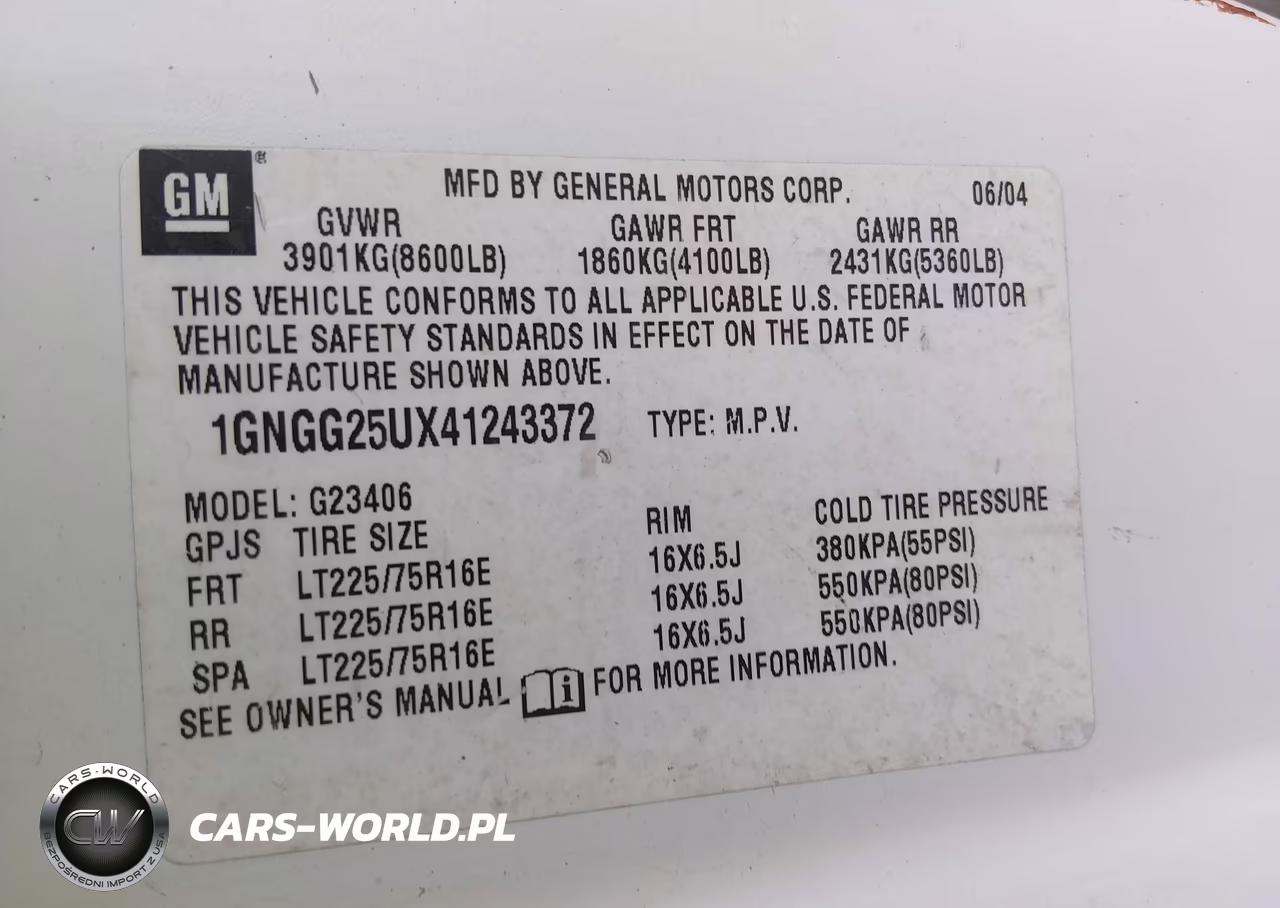 2004 Chevrolet Express VIN:1GNGG25UX41243372 - 9