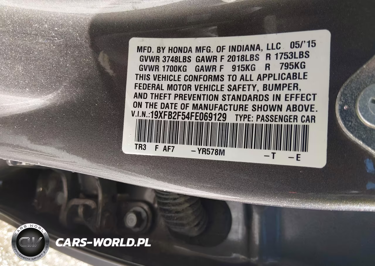 2015 Honda Civic Lx VIN:19XFB2F54FE069129 - 9